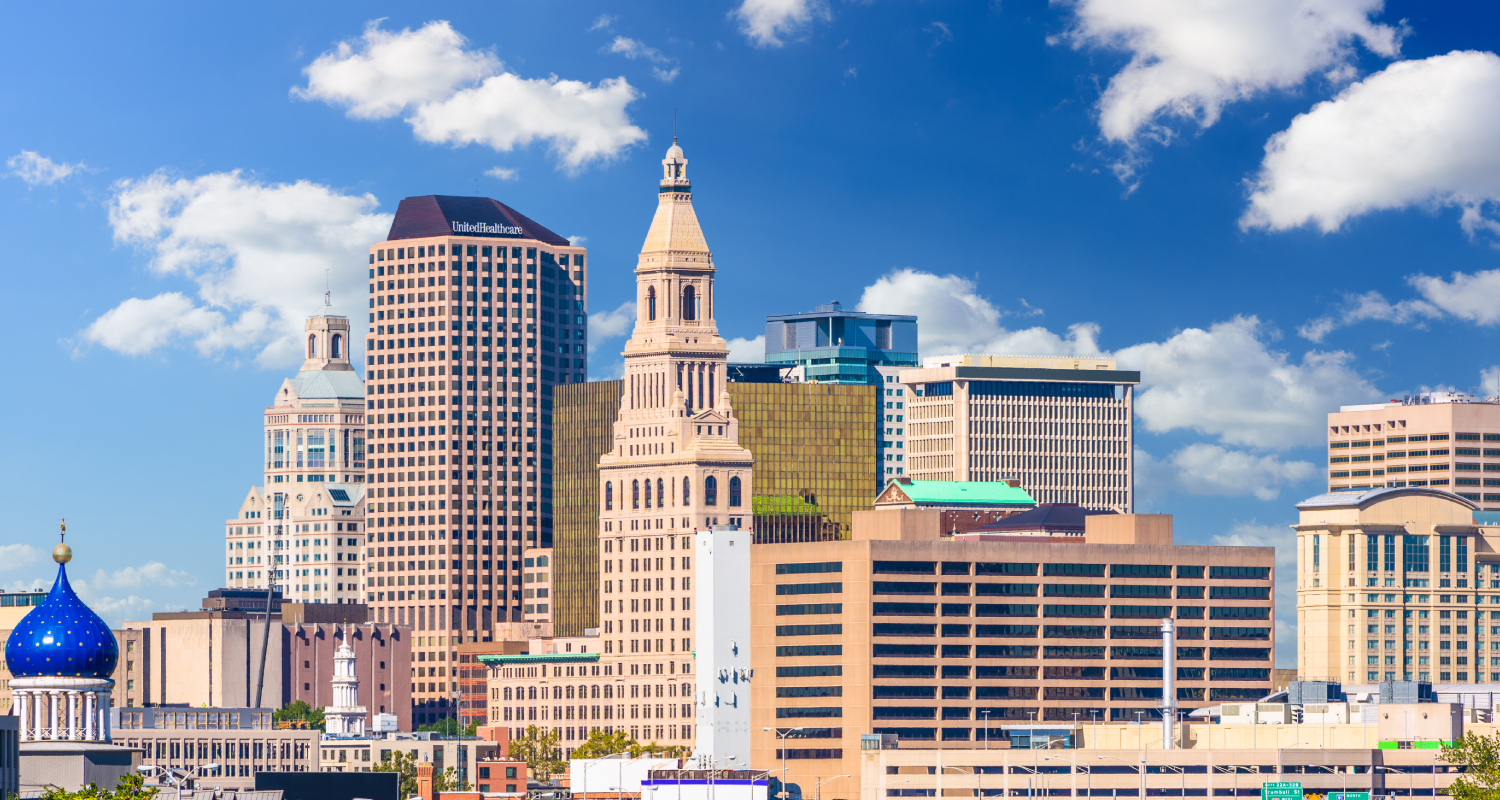 skyline of Hartford, Connecticut, the city where the Serrano Law Firm is located